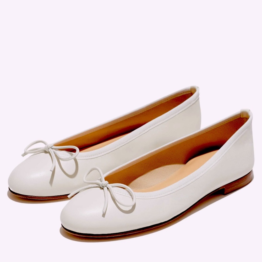 Margaux White Ballet Flats